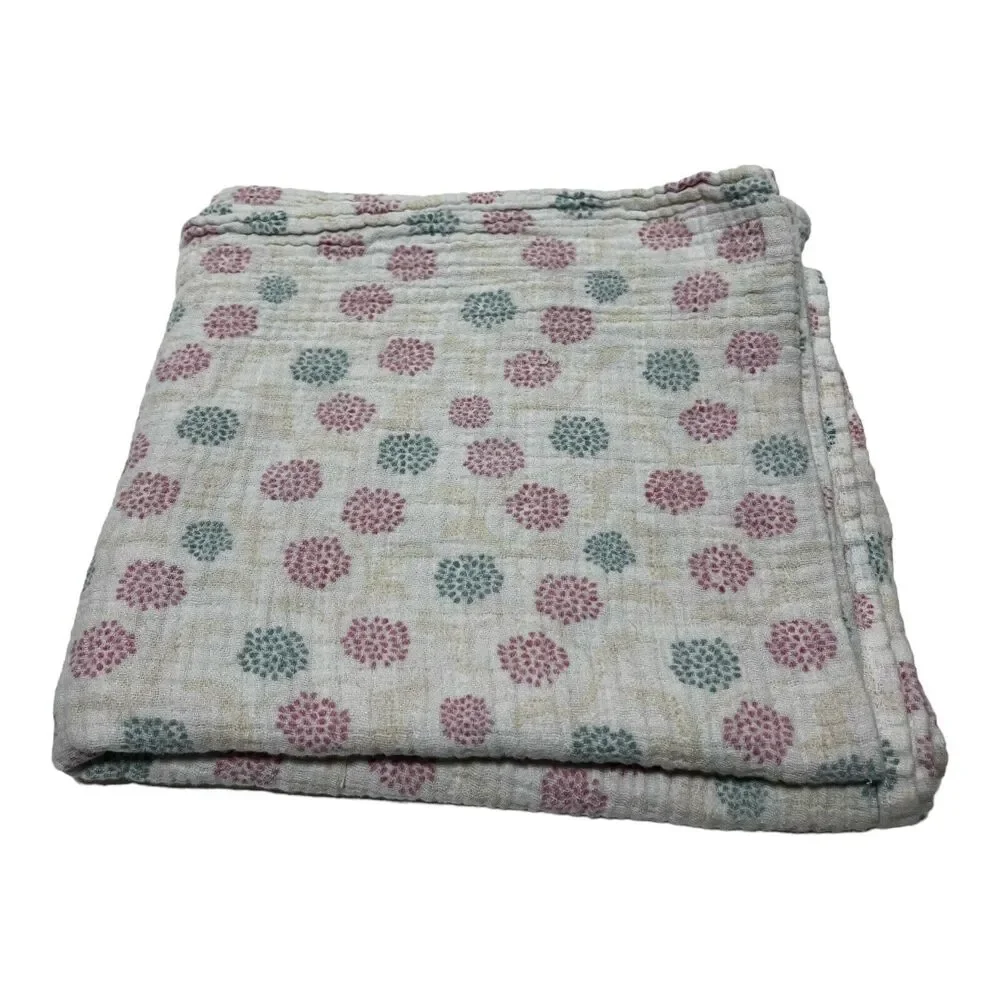 Aden & Anais Tea Collection Muslin Baby Blanket Pink Blue Flower Burst Fireworks